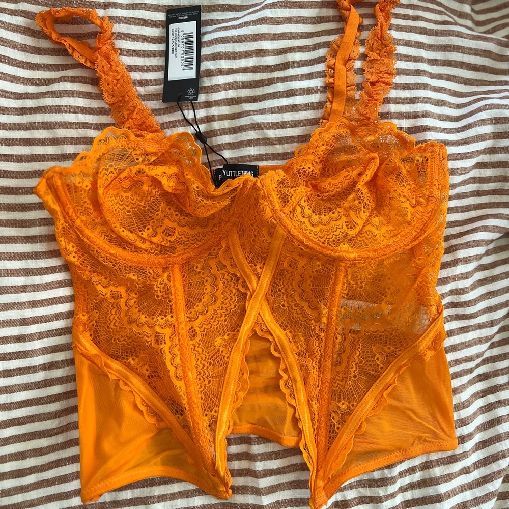 orange mesh corset top